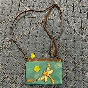 Chala Teal Crossbody Bag with Dragonfly Design
